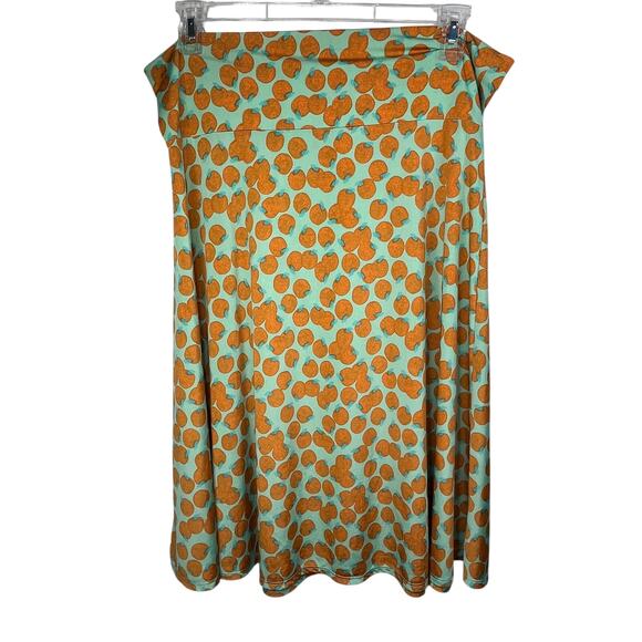 LulaRoe Azsure A-line Midi Skirt Stretchy Florida Oranges Fun Pattern Midi 3X - Picture 1 of 4